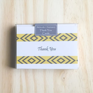 Geometric tribal pattern - Box Set of 8 - Thank You Cards - Shelworks Stationery