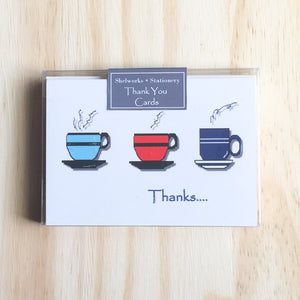 Cups - Box Set of 8 - Thank You Cards - Shelworks Stationery