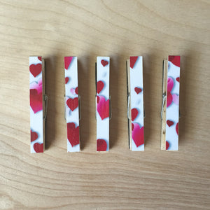 Red Hearts - Magnetic Memo Clips - Set of 5 - Shelworks Stationery