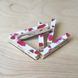 Red Hearts - Magnetic Memo Clips - Set of 5 - Shelworks Stationery