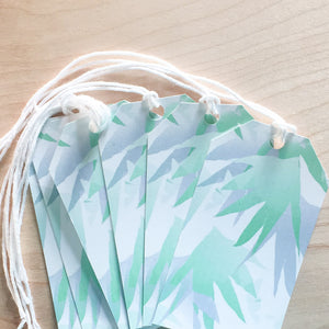 Mint and Gray Leaves - Mini Cards & Gift Tags Set - Set of 6 Each - Shelworks Stationery