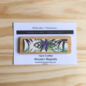 Tropical Palm Mix - Long Wooden Magnet - Shelworks Stationery