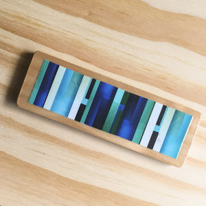 Vertical Blues - Long Wooden Magnet - Shelworks Stationery