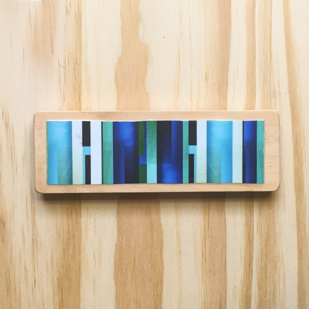 Vertical Blues - Long Wooden Magnet - Shelworks Stationery