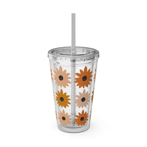 Fancy Floral 2 Peach Sunsplash Floral Tumbler, 16oz Travel Cup