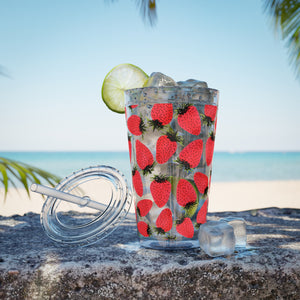 Strawberry Red Sunsplash Tumbler with Straw, 16oz