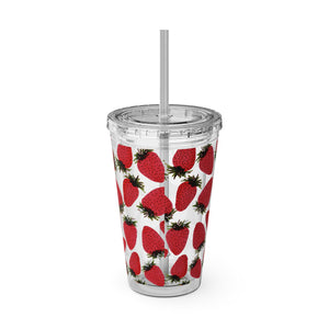 Strawberry Red Sunsplash Tumbler with Straw, 16oz