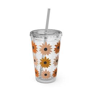 Fancy Floral 2 Peach Sunsplash Floral Tumbler, 16oz Travel Cup