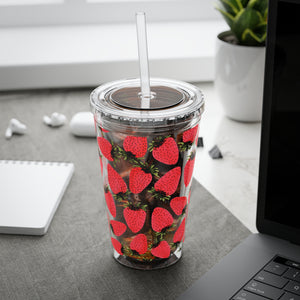 Strawberry Red Sunsplash Tumbler with Straw, 16oz