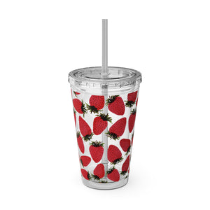 Strawberry Red Sunsplash Tumbler with Straw, 16oz