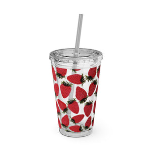 Strawberry Red Sunsplash Tumbler with Straw, 16oz