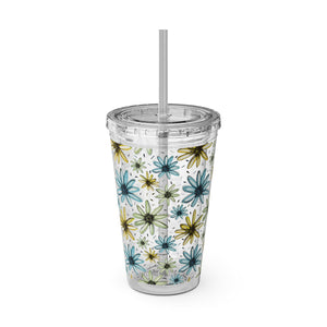 Floral Haven Aqua Sunsplash Flower Tumbler