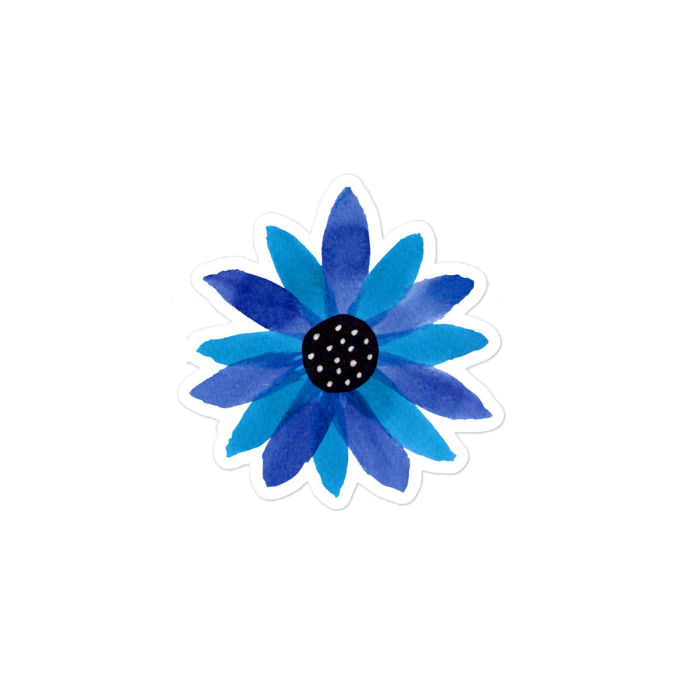 Blue Daisy with Polka dot center kiss cut Stickers