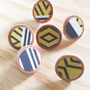 Geometric Tribal pattern - Push Pins  Set of 6 - Shelworks Stationery