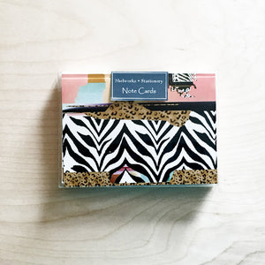 Funky Zebra Abstract- Box Set of 8 Note Cards - Shelworks Stationery