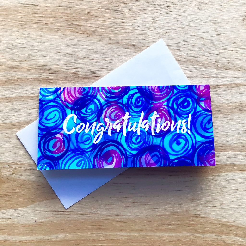 Congratulations Long Note Card - Shelworks Stationery